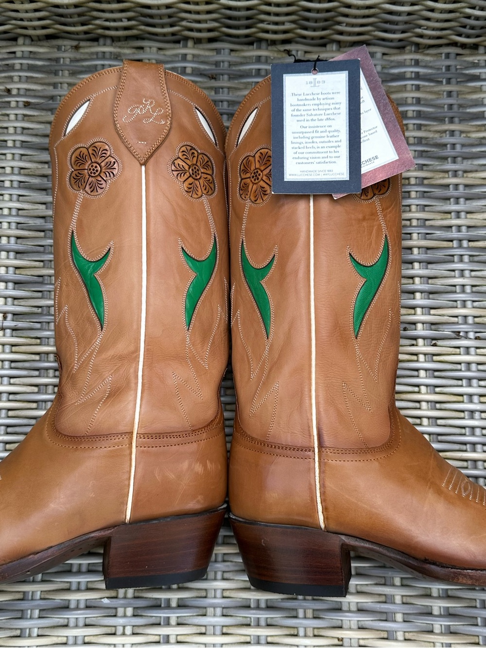 NWT Lucchese x Ralph Lauren Polo Western Boots 10 Cowboy Cowgirl Tobacco USA - Picture 9 of 13